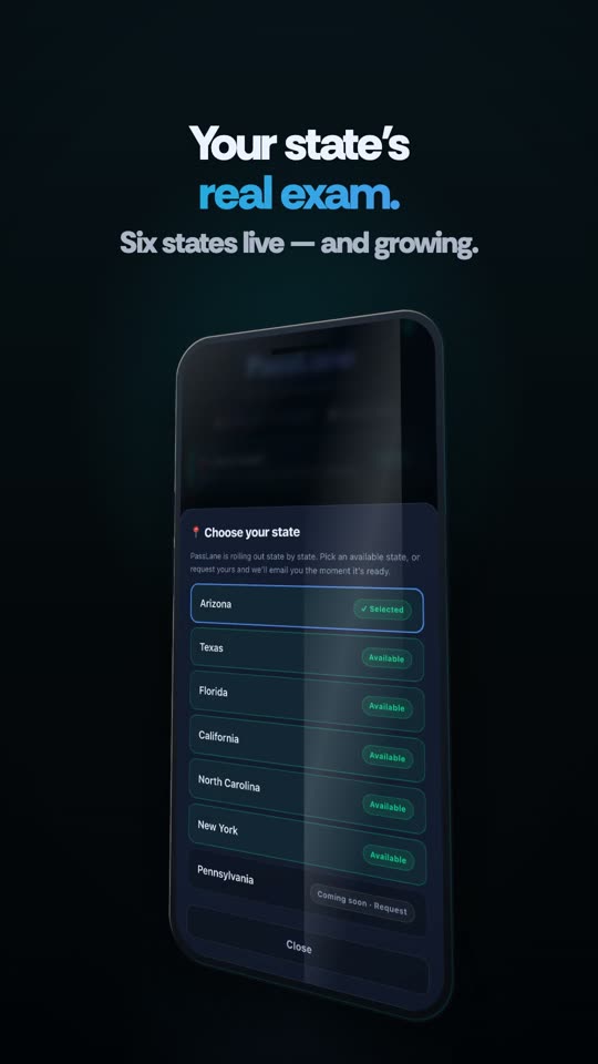 PassLane built for the rules and exam of your state.